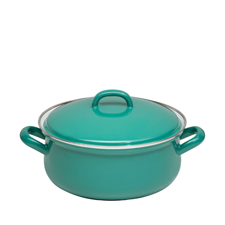 Riess-Kelomat Riess Kasserolle Mit Deckel Ø20cm 2L Nature Green Dark Emaille