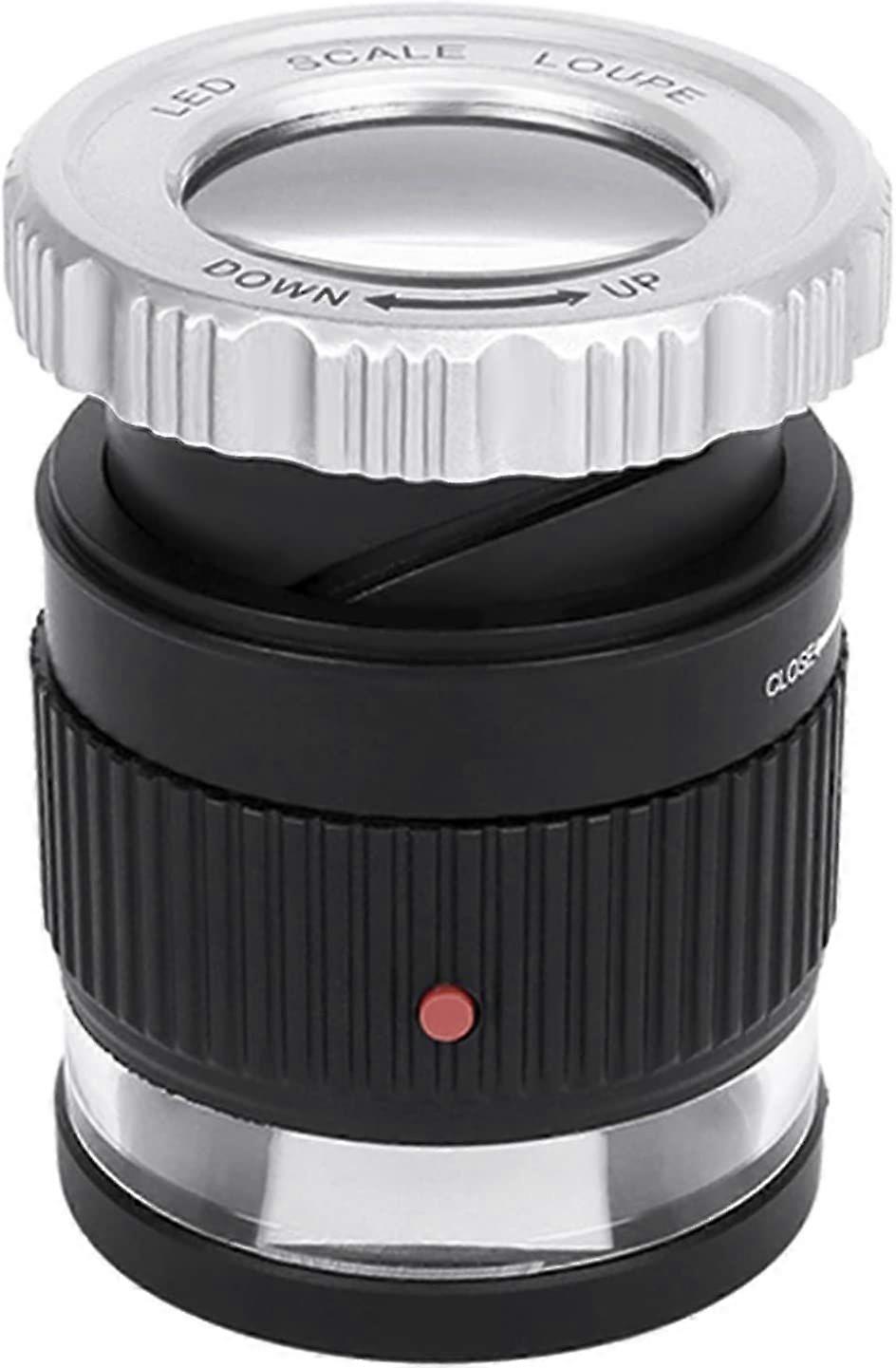 Loupe de bureau éclairée par LED, 30x, verre optique double couche, ABS et métal, étui en cuir