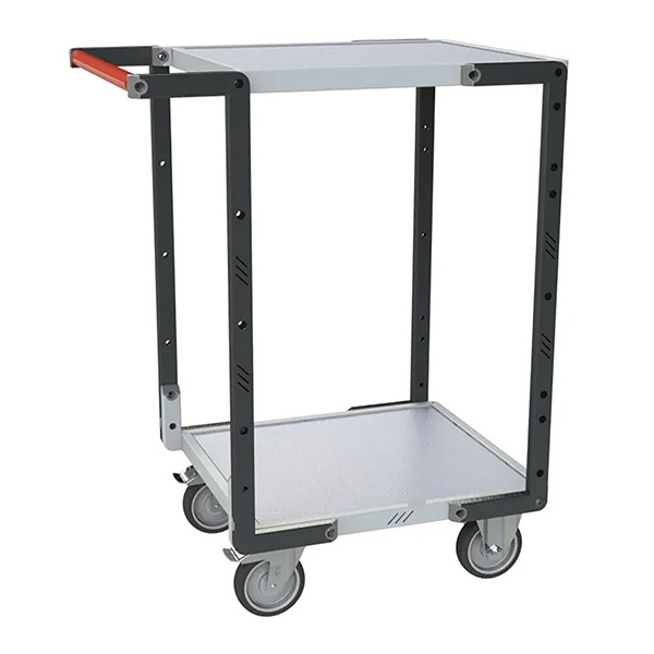 Servante d'atelier 2 plateaux 550x495 mm, charge max 250 kg, roues TPE Ø125 mm, à monter
