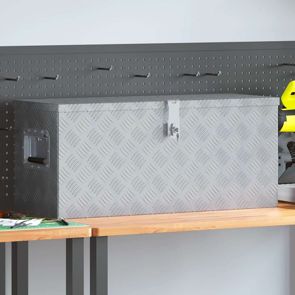 Coffre de rangement en aluminium avec serrure, 80 x 30 x 35 cm, 2 clés incluses