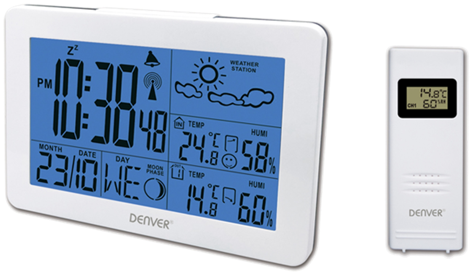 Denver Electronics Denver Wetterstation Mit Außensensor Ws-530 Weiß