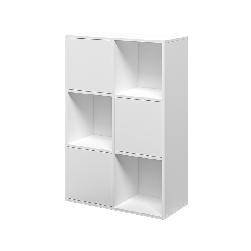 Libreria Con Ante Mobile Ufficio 6 Scaffali Bianco 65x30x97cm Ika 5