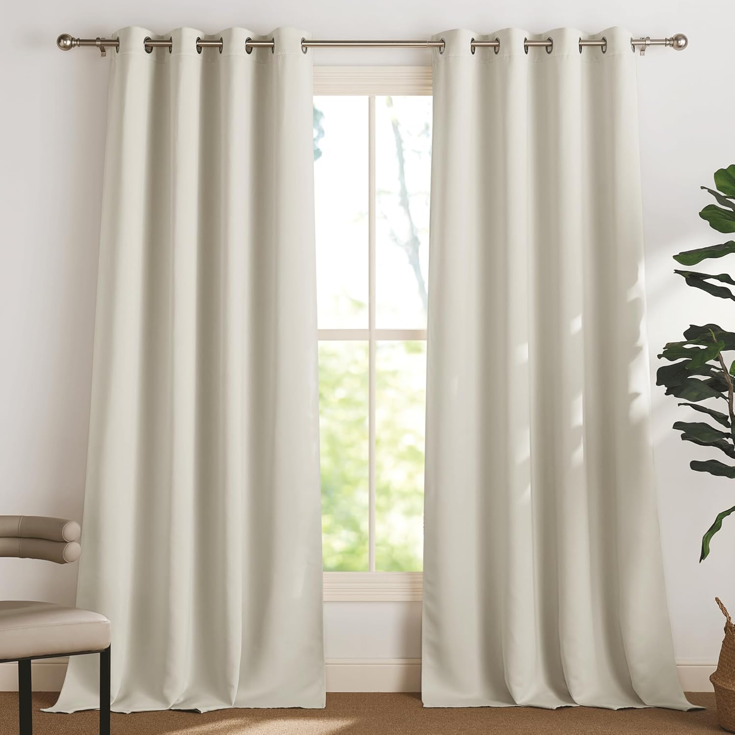 Amxcnoy Rideaux Occultants Thermiques 2 Pcs 140x220 Cm Beige Clair Avec