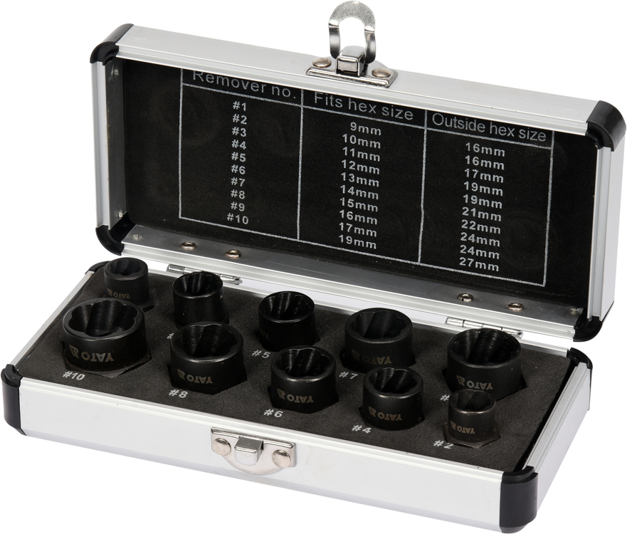 Yato - Schraubenausdreher Satz 10 St. Linksausdreher Schraubenlöser Set Ausbohrer Mutternsprenger 3/8' (10Mm)