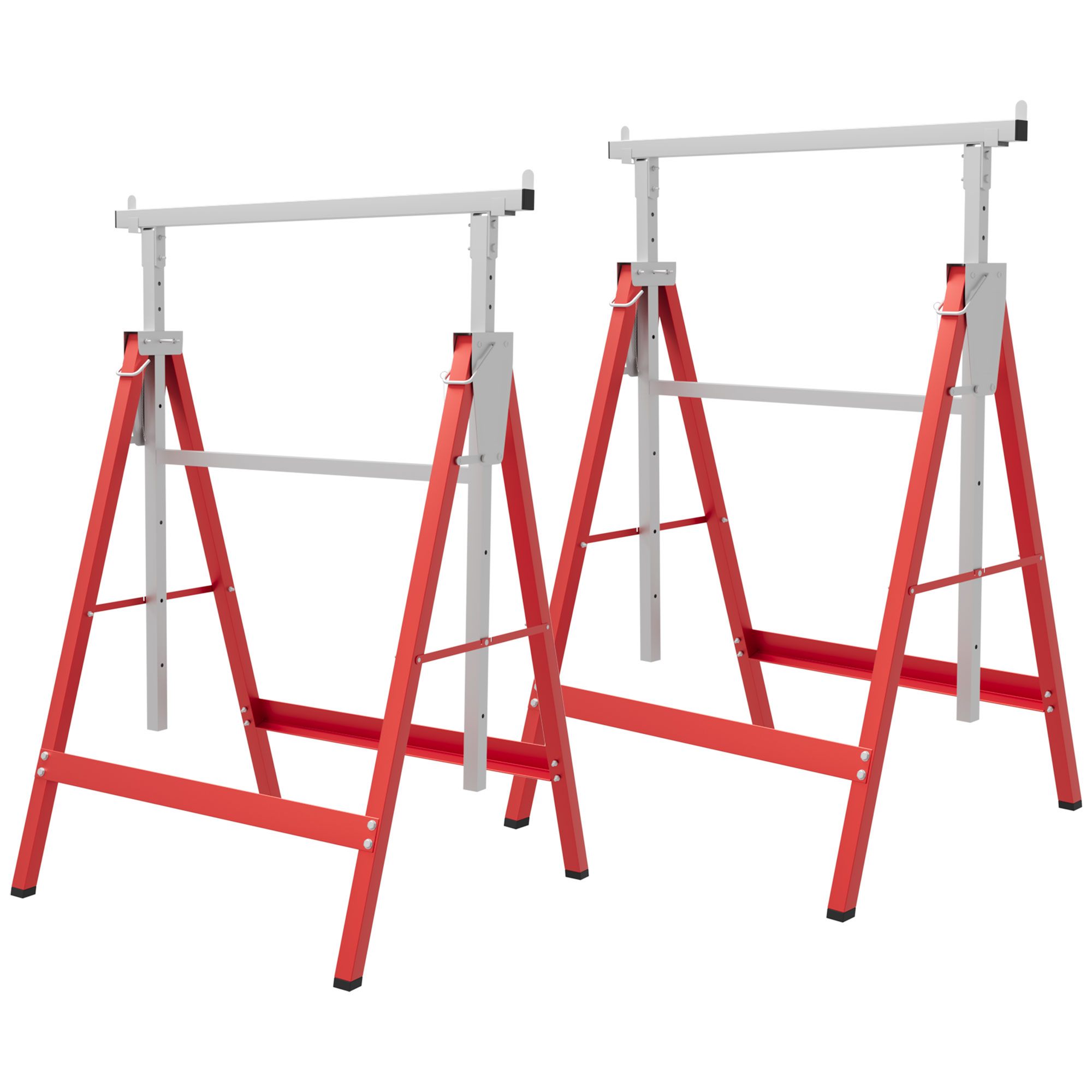 Tréteaux pliables télescopiques réglables 80-130 cm, acier Q195, 6 pieds, lot de 2
