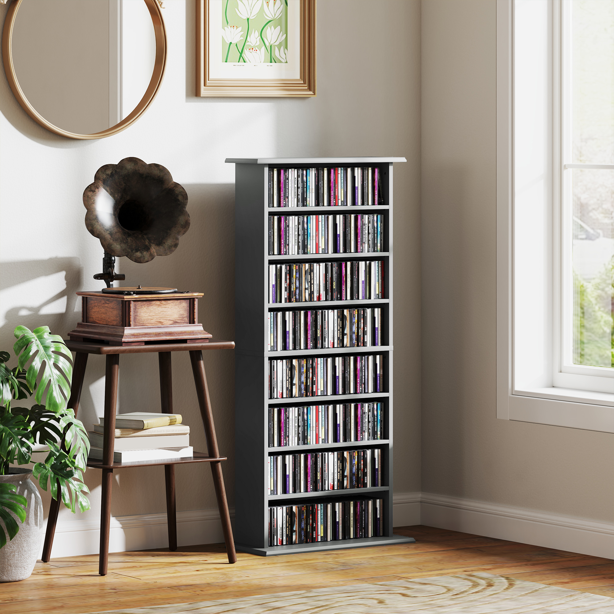 Rangements Cd Et Dvd, 8 Compartiments 6 Étagères Réglables
