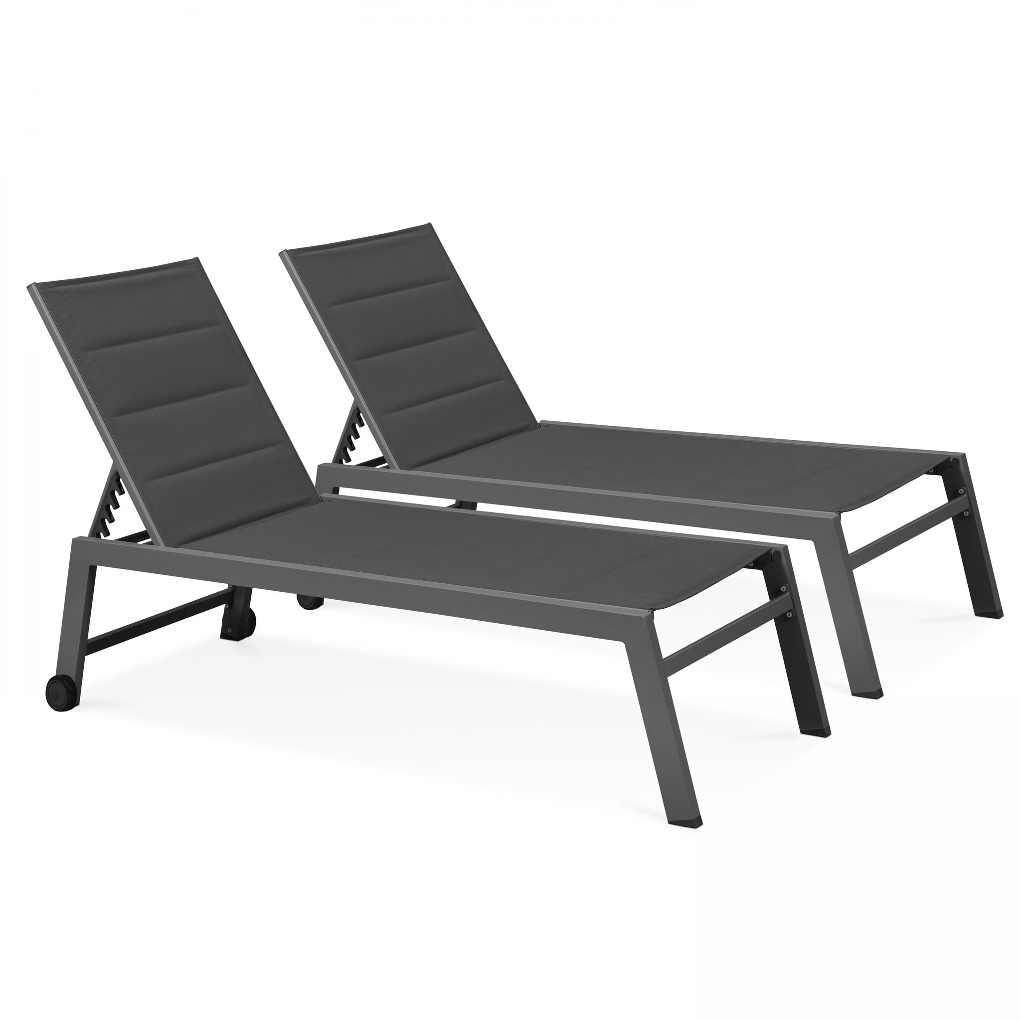 Oviala – Lot De 2 Bains De Soleil Empilables En Aluminium – Dossier