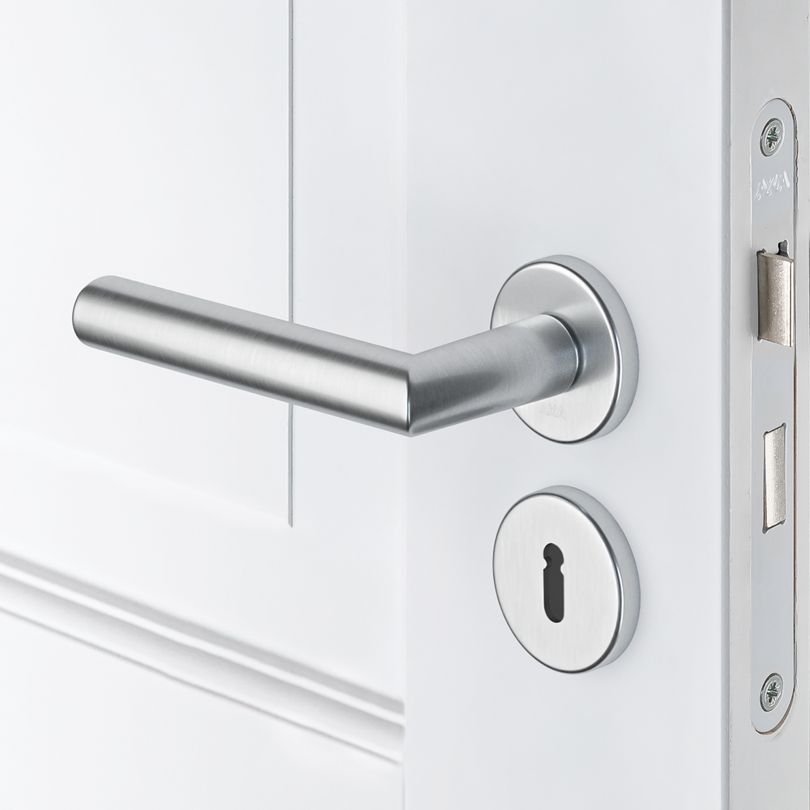 Axa Türbeschlagset Für Innentüren - Klickfeder, Türgriff Aus Aluminium, Mit Schlüsselloch Und Runder Rosette