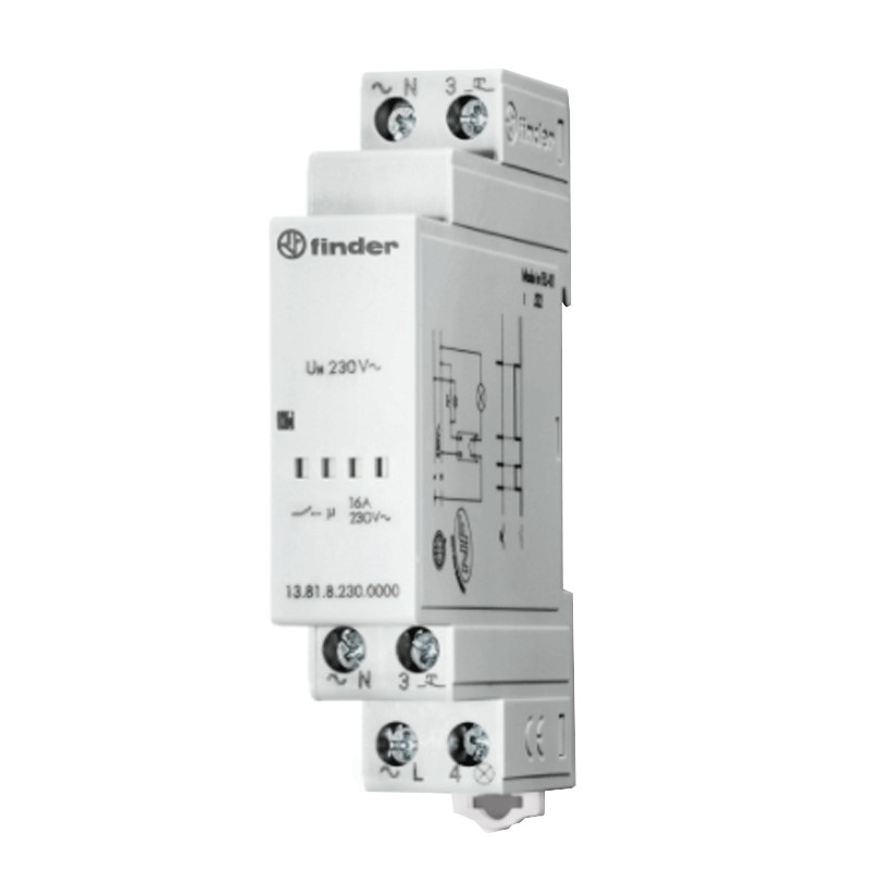 Finder Grau - Stromstoß-Schalter Hutschiene 13.81.8.230.0000 1 Schließer 230 V/Ac 3700 Va 1 St.