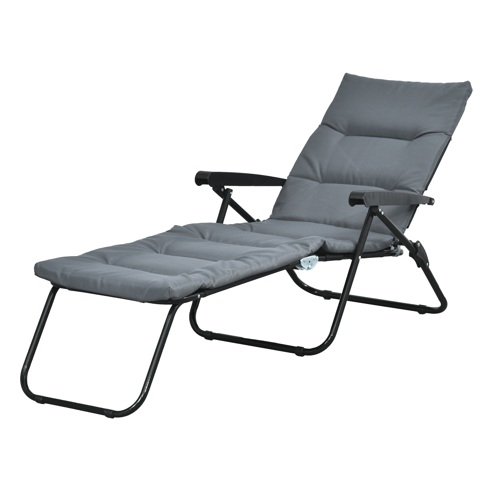 Outsunny – Transat Pliable Avec Matelas Et Accoudoirs – Dossier