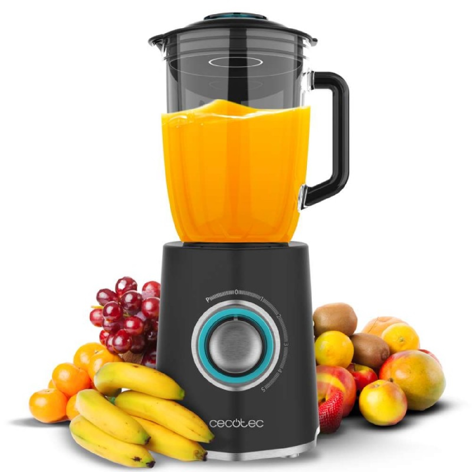 Cecotec Batidora de Vaso Power Black Titanium 2000MAX Mix Go. 2000W Potencia Máxima, Acacados en Acero Inoxidable