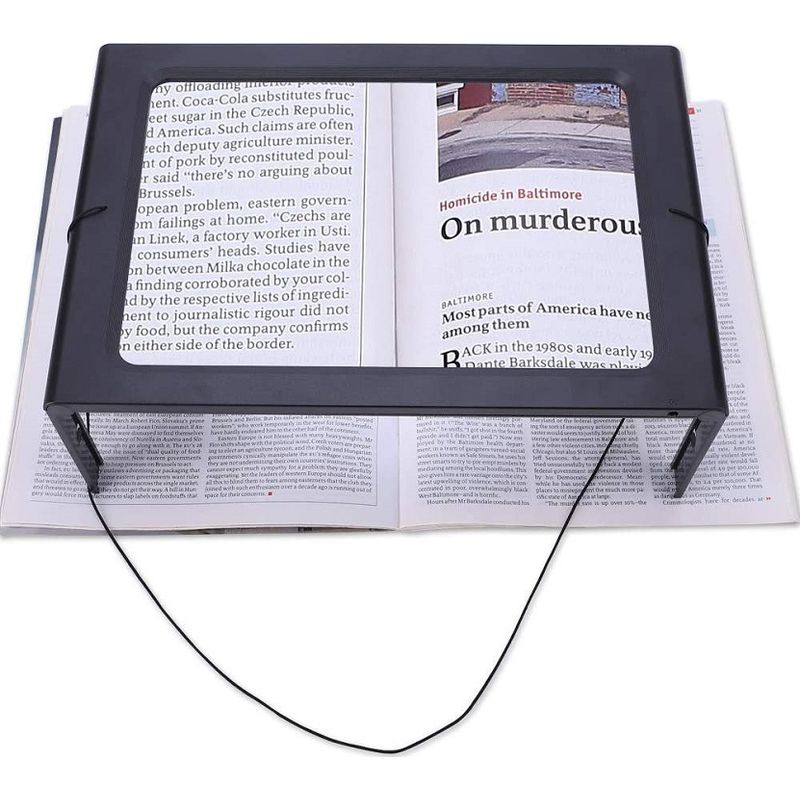 Loupe de lecture à 4 LED, grand champ de vision 270x205 mm, pour malvoyants, seniors et couture