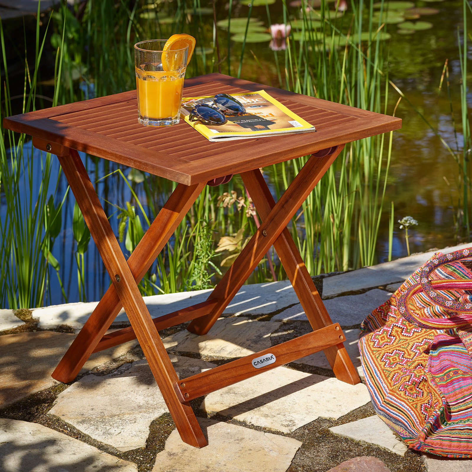 Casaria® Gartentisch Balkontisch Wetterfest Klappbar Holz 70x70cm 80kg Belastbarkeit Balkon Garten Terrasse Tisch Klapptisch Pflanztisch Akazie Braun
