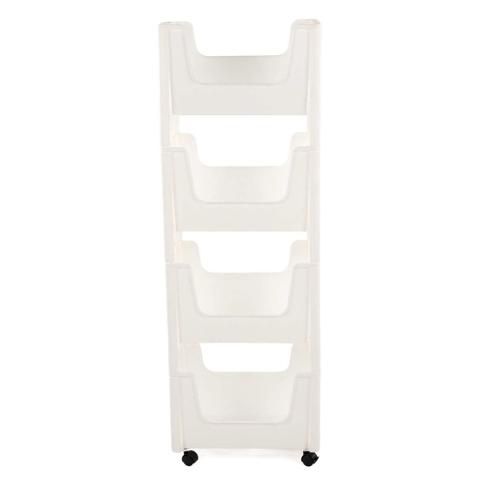 Chariot de rangement mobile 4 niveaux en plastique épais, paniers surélevés, roulettes verrouillables à 360°, lot de 1