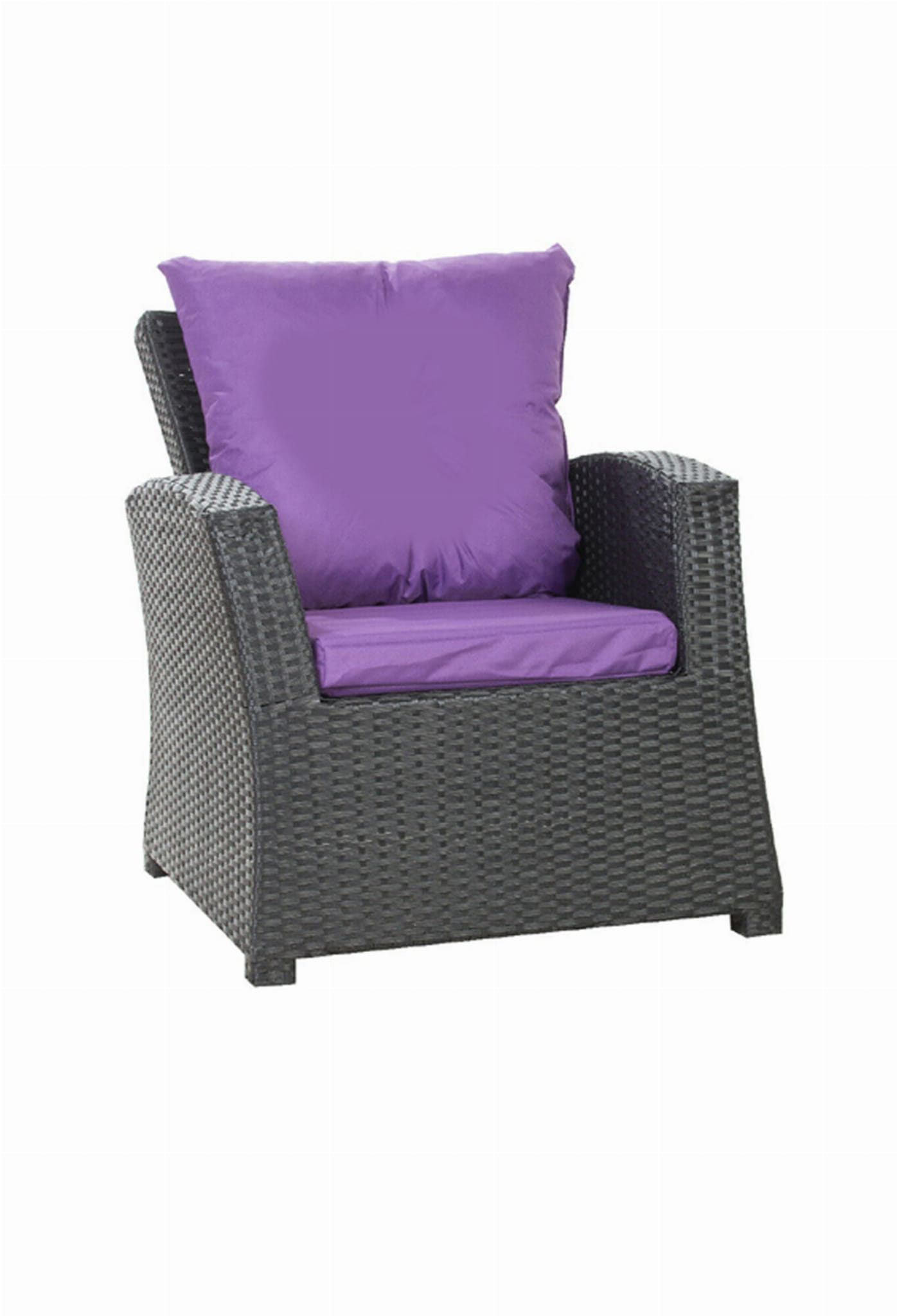 Coussins De Fauteuil Tressé En Résine 56x52x7+56x50 2pcs Coussin De Jardin Violet Coussin De Chaise Extérieur Avec Dossier Ensemble De Salon Rotin