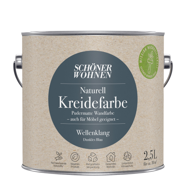 Schoner Wohnen - Schöner Wohnen Naturell Kreidefarbe 2,5 Ltr. Wellenklang Dunkles Blau