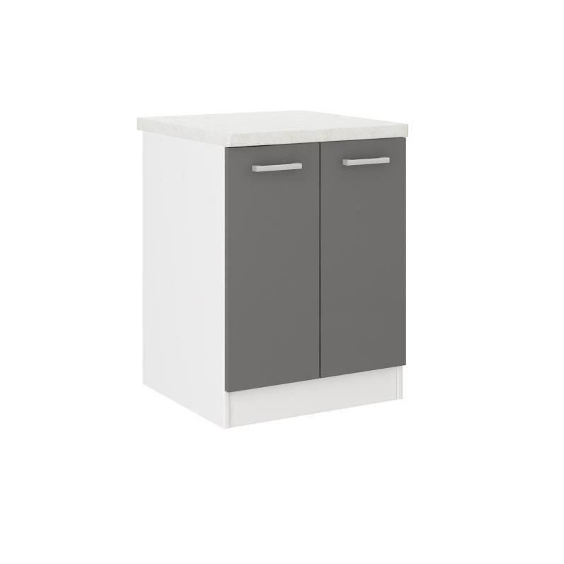 Les Tendances - Ultra Meuble Bas De Cuisine L 60 Cm Avec Plan De Travail Inclus - Gris