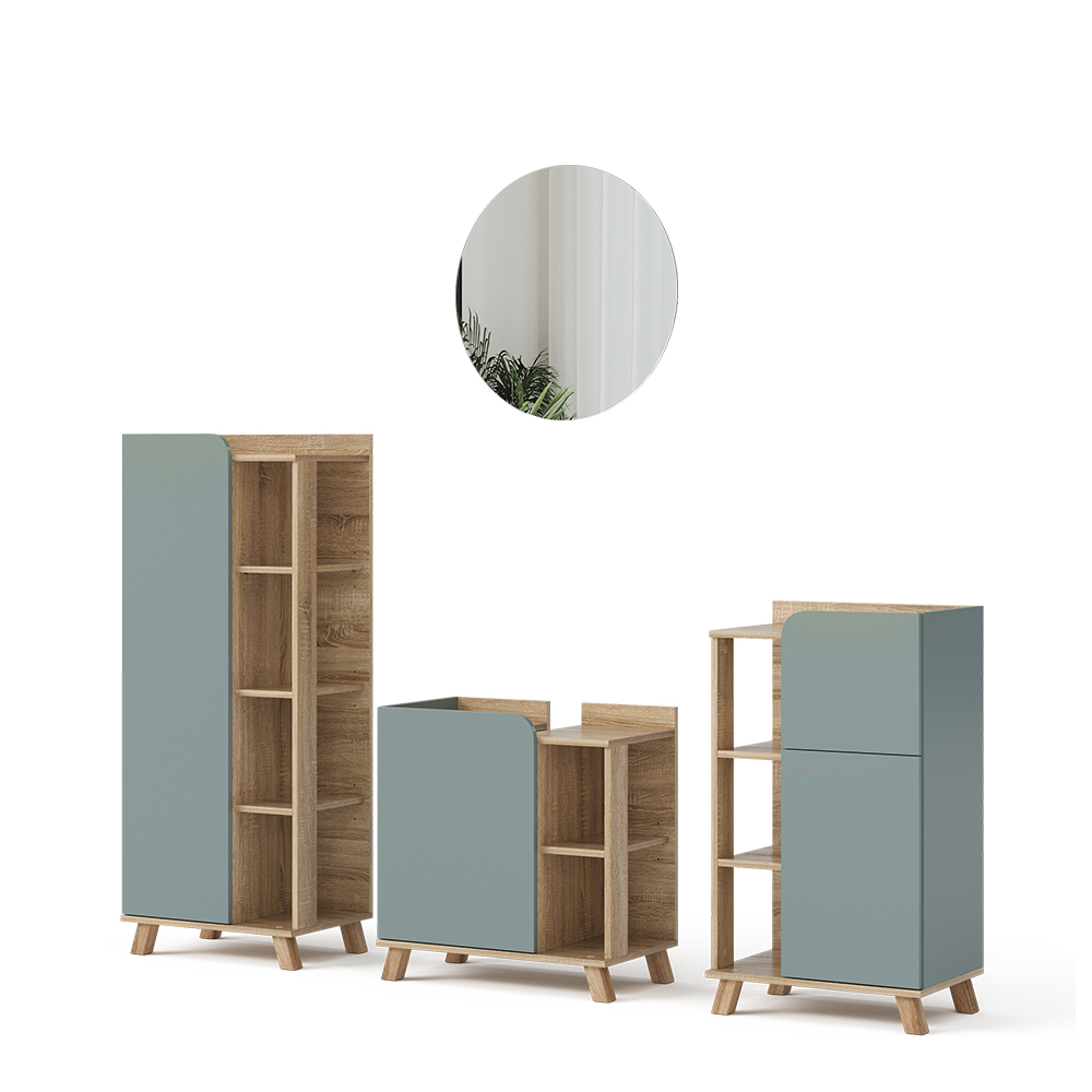 Vicco - Ensemble de meubles de salle de bain Karen, Bleu-gris, 4 pièces