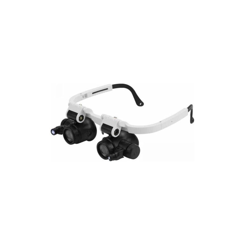 Lunettes loupe frontale à montage sur tête, 3 grossissements 8x 15x 23x, 2 LED