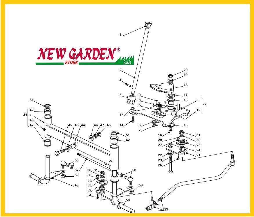 Esploso Sterzo Trattorino 92cm Gt 13/92 Castelgarden Ggp Stiga Mountfield  49 Fusello Destro 382230363/0 CASTELGARDEN
