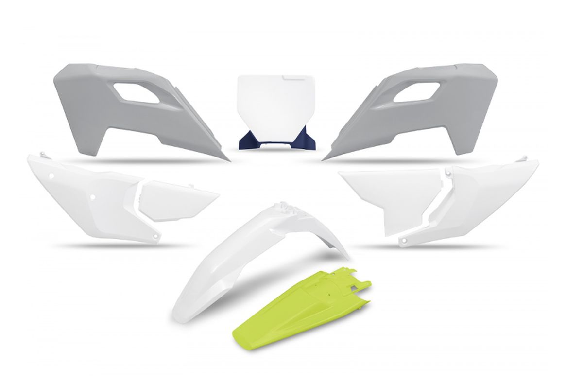 Oem Ufo-Kunststoffbausatz Für Husqvarna Tc 125/250 (2023–2024), Fc 250/350/450 (2023–2024), Fx 350/450 (2023–2024), Tx 300 (2024), -Farbe: Weiß/Gelb