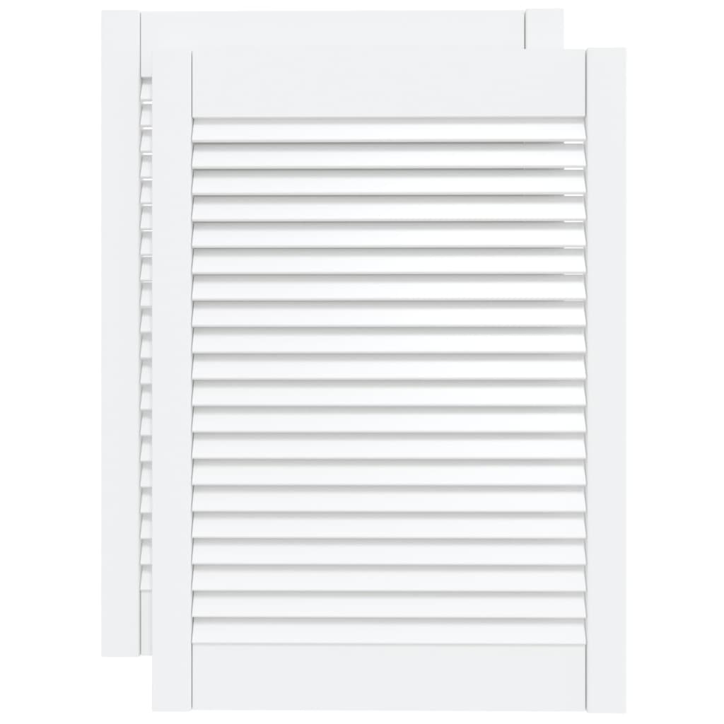 Cabinet Doors Louvred Design 2 Pcs White 69x49.4 Cm Solid Wood Pine Vidaxl