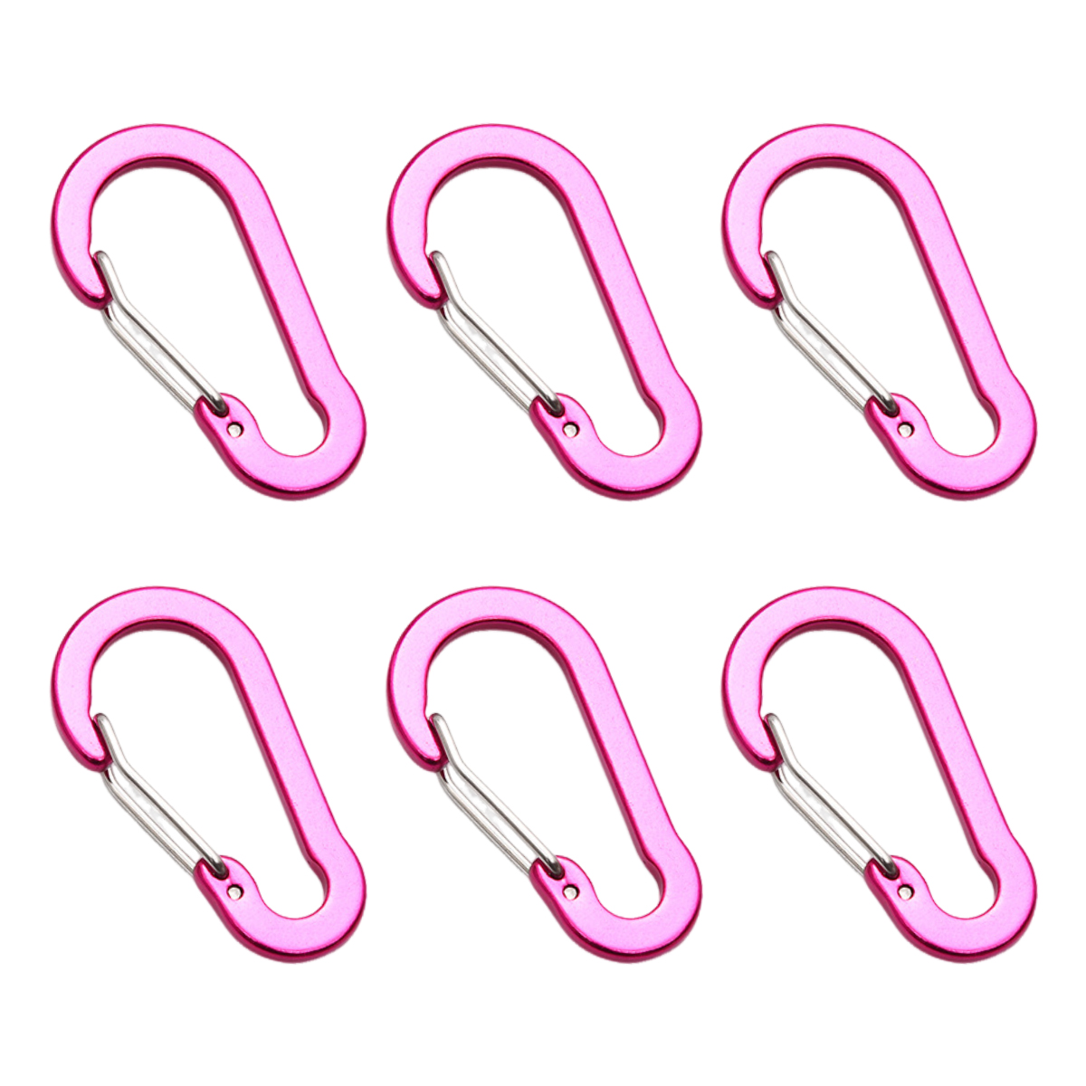 Mousqueton à boucle S en alliage d'aluminium poli et crochet acier inoxydable, rose