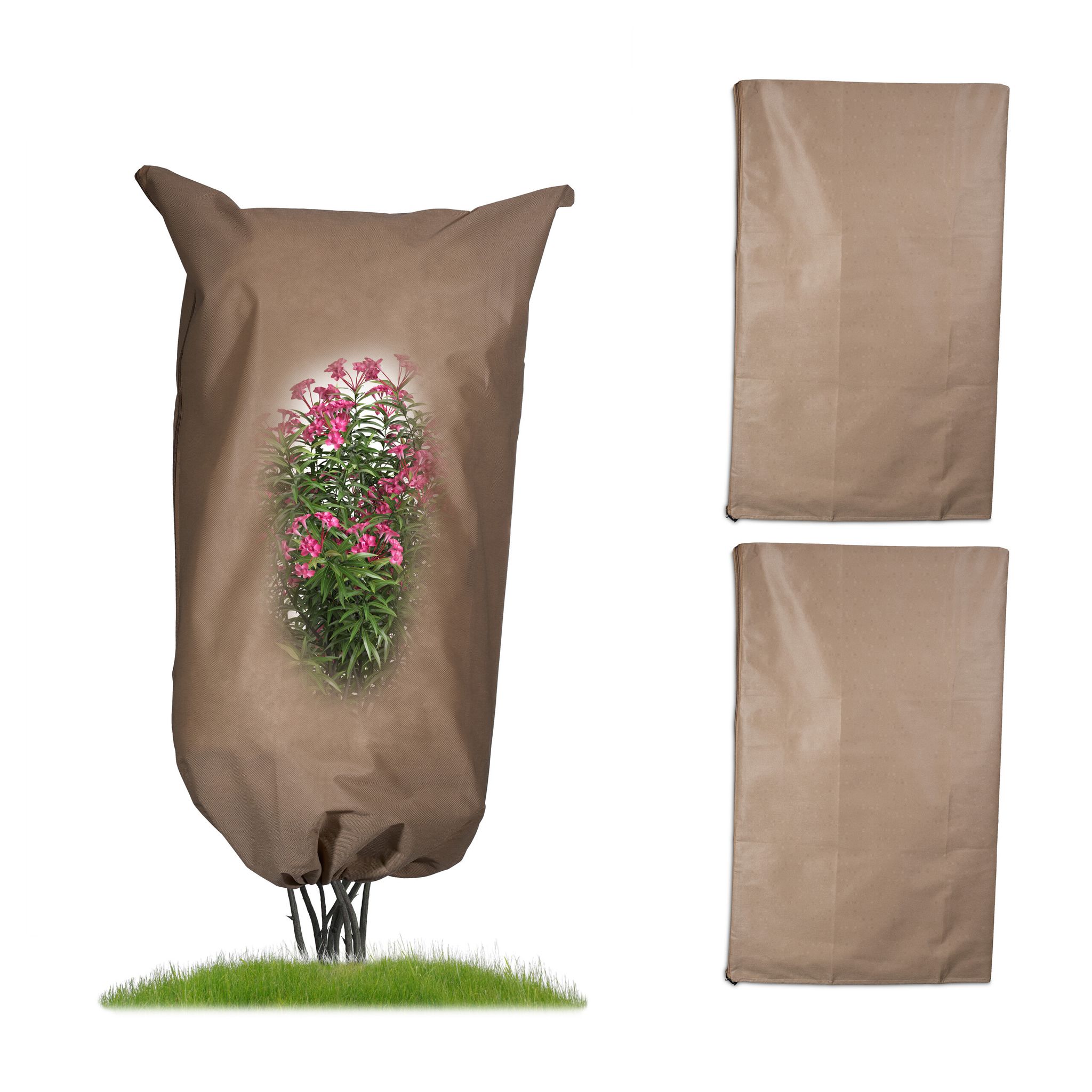 Relaxdays - Plant Protection Cover, Set Of 3, For Winter, M, 140 X 80 Cm, Prevent Frost, Protect Flowerbed, Fleece, Beige