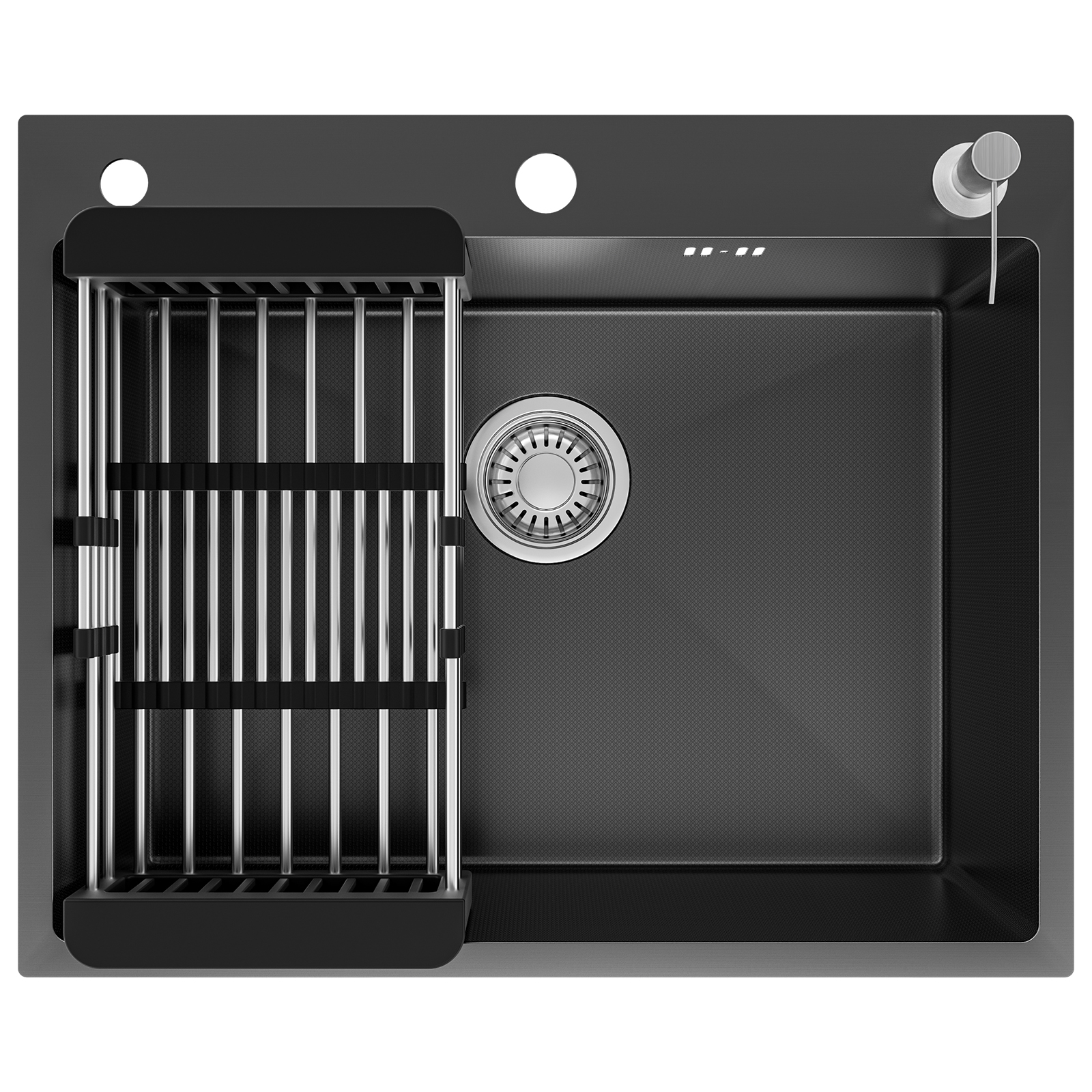 Edelstahl Küchenspüle 60 X 49 Cm, Anthrazit – Einzelbecken Mit Abtropfkorb Und Seifenspender, Großes Fassungsvermögen - Cecipa Max