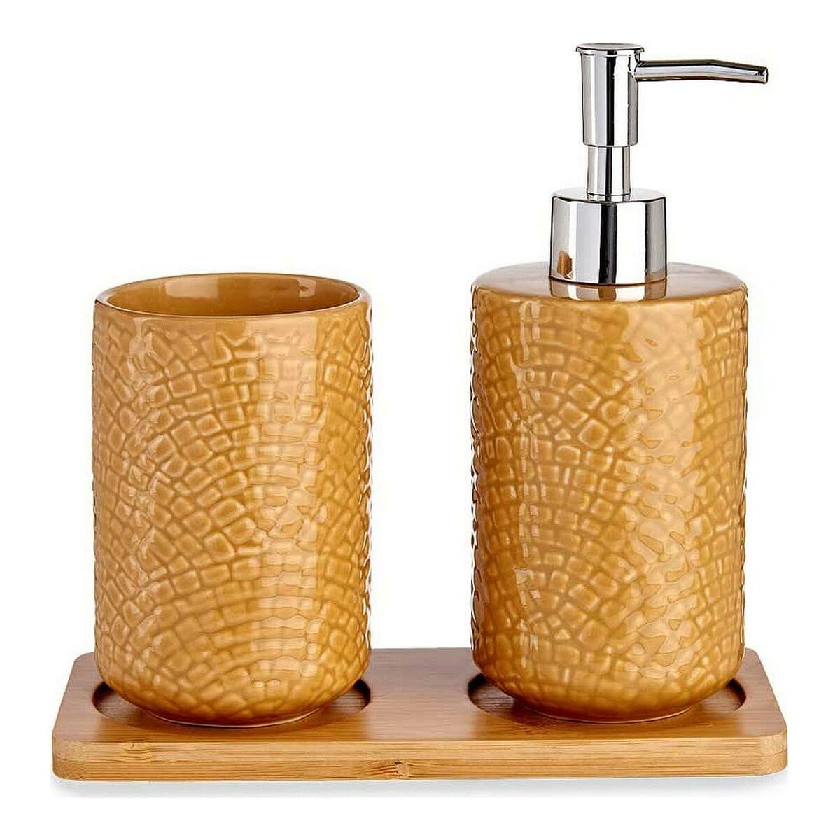 Berilo Set Of Keramik Quadratisch Bambus Kamel Bad (3 Stück)