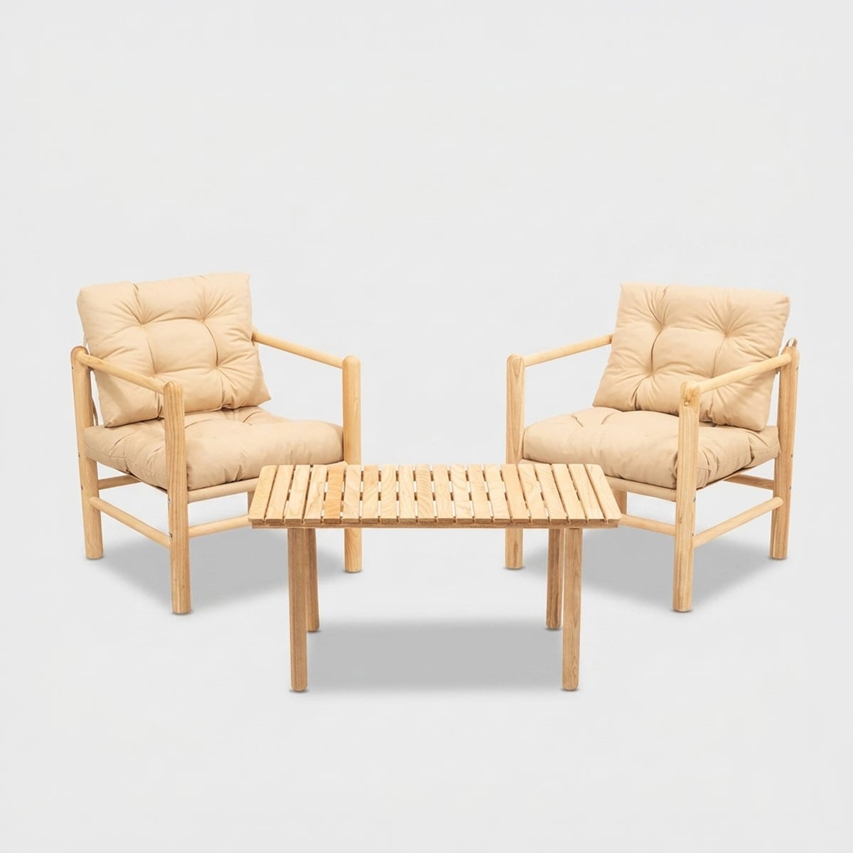Ahd Amazing Home Design Gartensofa-Set Aus Holz Mit Beistelltisch Elvar - Creme