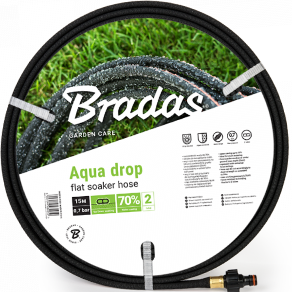 Aqua-drop Flacher 1/2"-tropfbewässerungsschlauch - 15 M Wadf1/2015 Bradas 2050