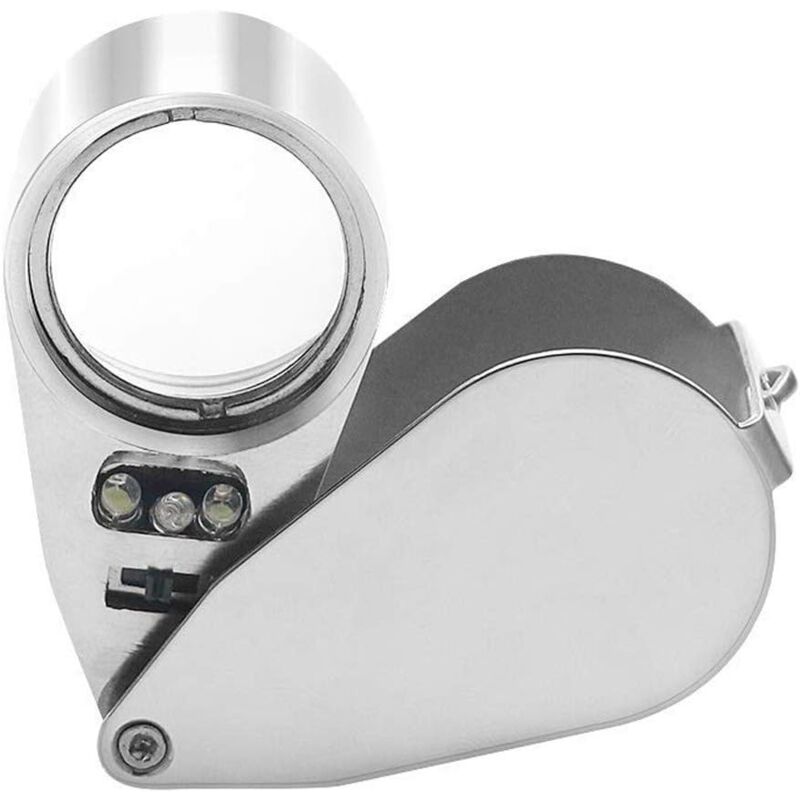 Loupe de poche pliable de bijoutier, grossissement 40x, éclairage LED et lampe UV