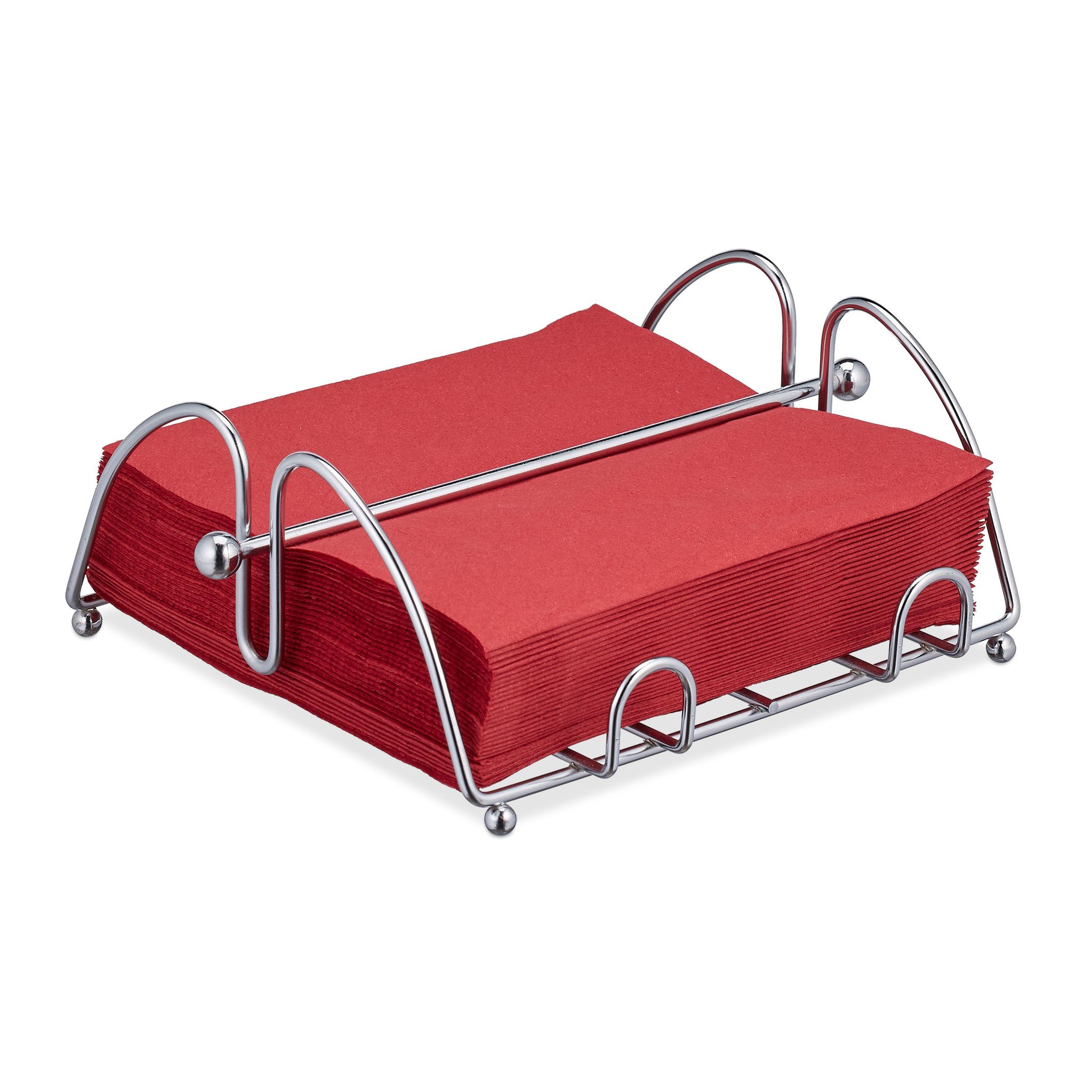 Relaxdays Serviettenhalter, Mit Beschwerer, Für 33x33 Cm Servietten, Edelstahl-optik, Serviettenständer, Metall, Silber