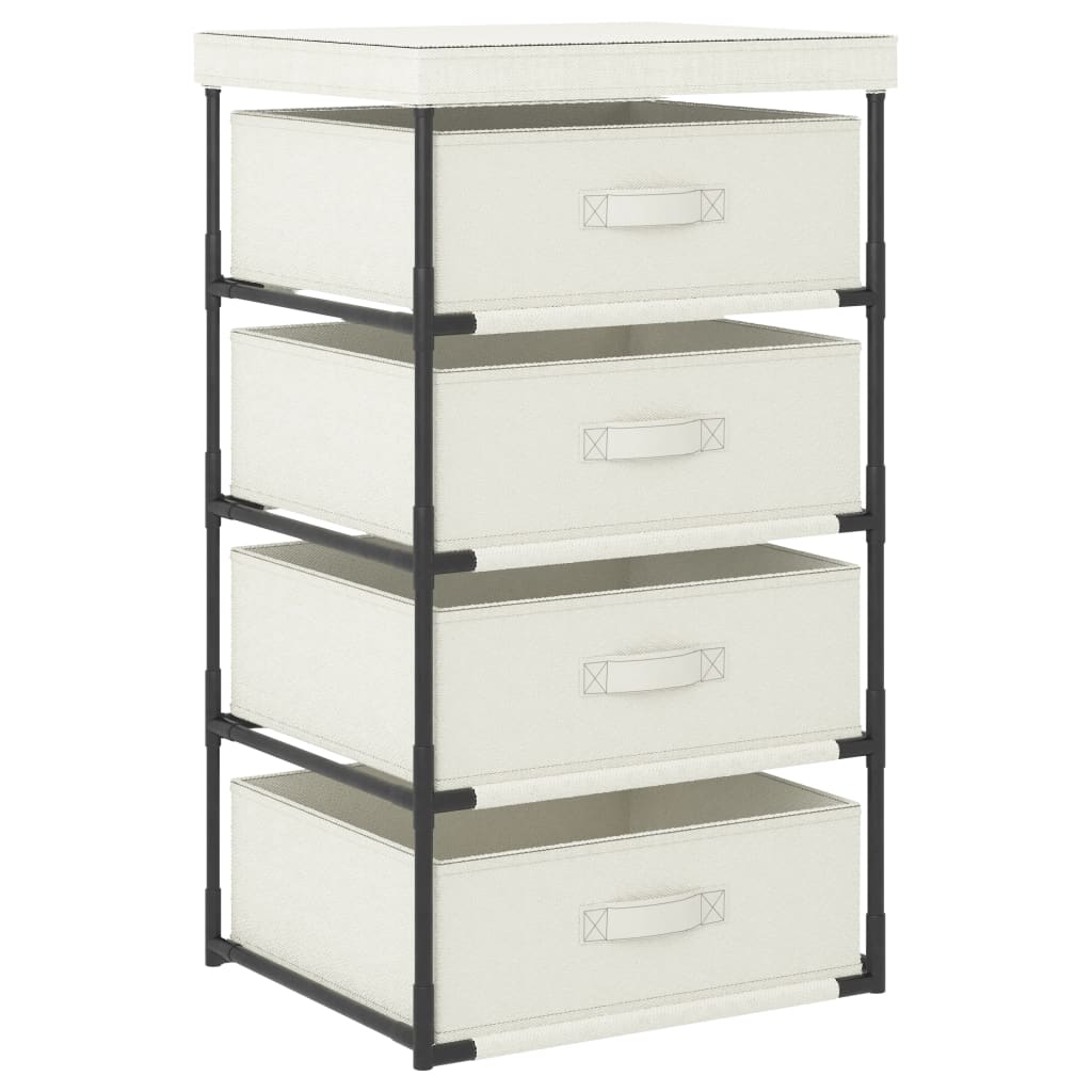 Storage Rack With 4 Fabric Baskets Steel Cream Vidaxl