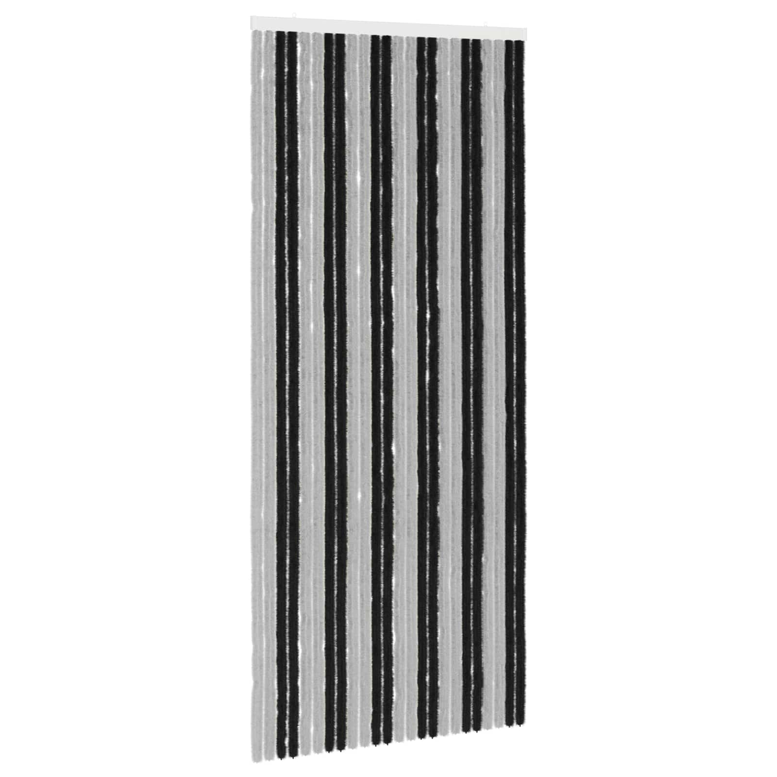 Insect Curtain Chenille Grey And Black 100 X 230 Cm 100% Pp Vidaxl