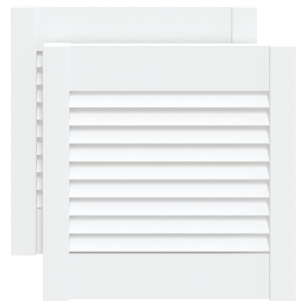 Cabinet Doors Louvred Design 2 Pcs White 39.5x39.4 Cm Solid Wood Pine Vidaxl