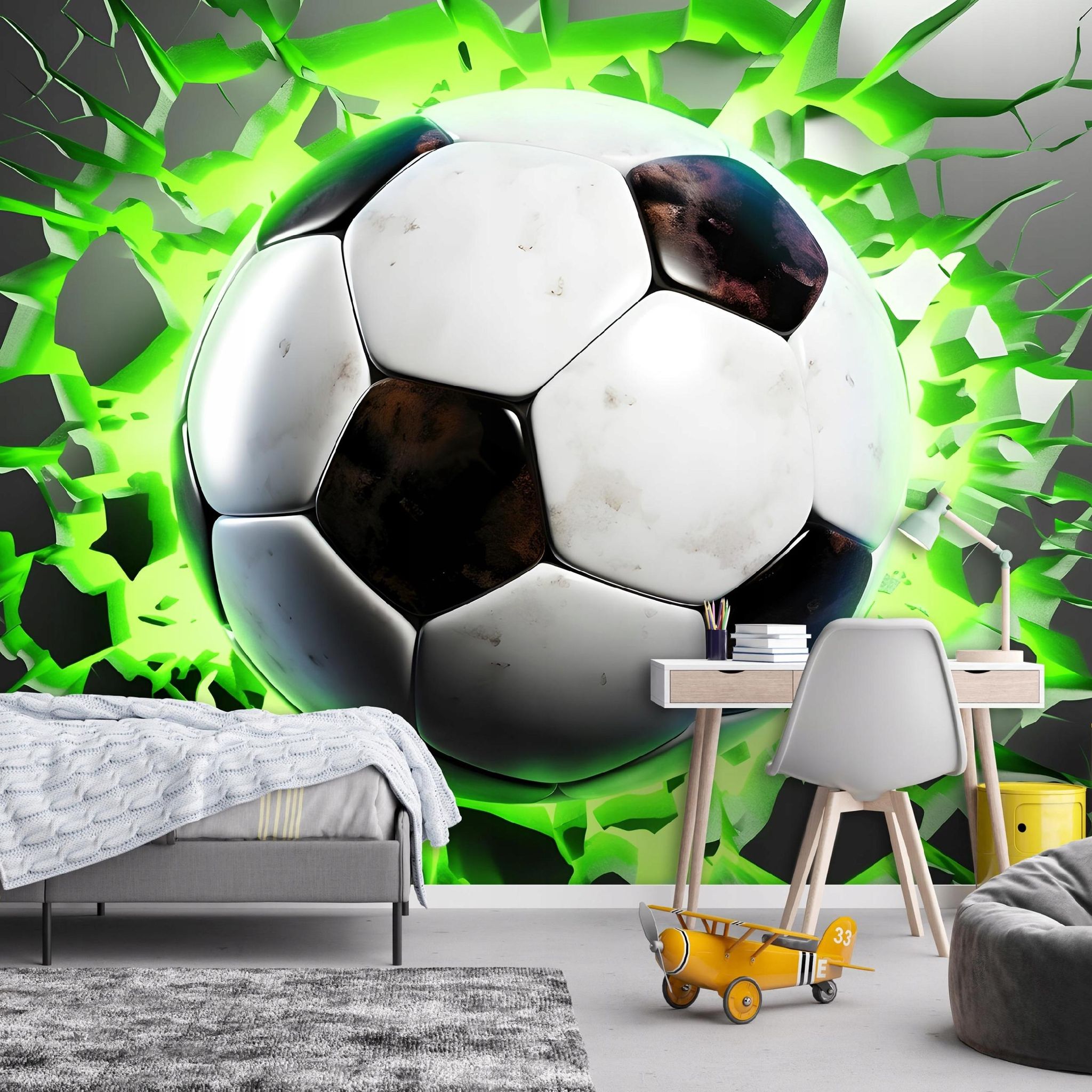 Wallarena Vlies Fototapete Fußball 350x250 Cm, Tapeten, Für Wohn Und Schlafzimmer, Vliestapete Wandtapete Tapete 3d Effekt- Inkl. Kleister - Sport Teenager