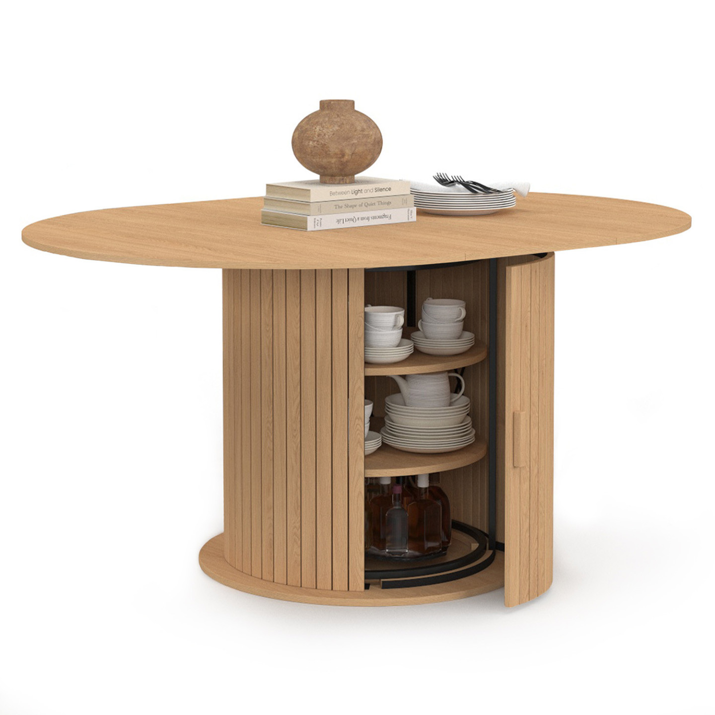 Idmarket – Table À Manger Extensible Ronde 110-150 Cm – Pied Central