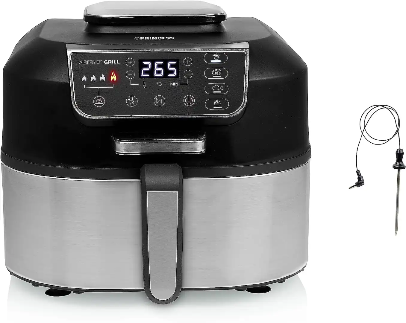 Princess 01.182092.01.001 Friggitrice Ad Aria 5.6 L 1760 W 4 Programmi Display Digitale Grill 2 In 1 Colore Nero