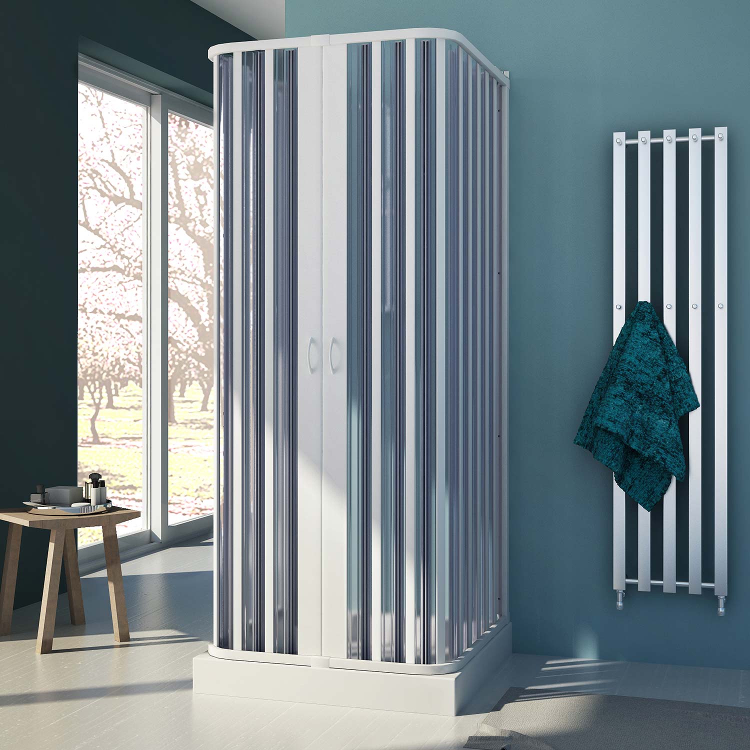 Box Doccia 3 Lati Pvc A Soffietto H 185 Mod. Nova 80x120x80 Cm
