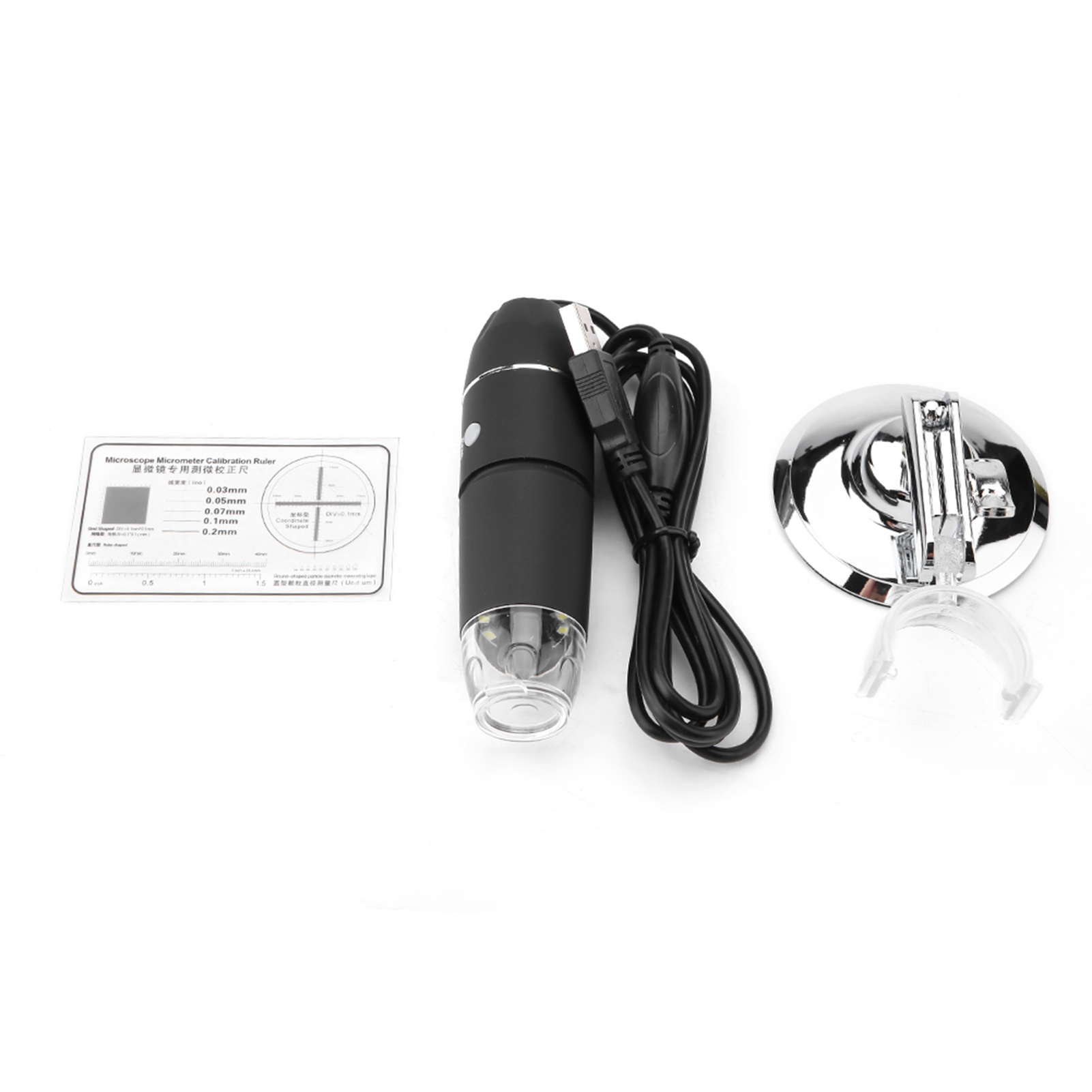 Microscope numérique USB WINS, grossissement 1600x, capteur CMOS 2 MP, 8 LED, support inclus