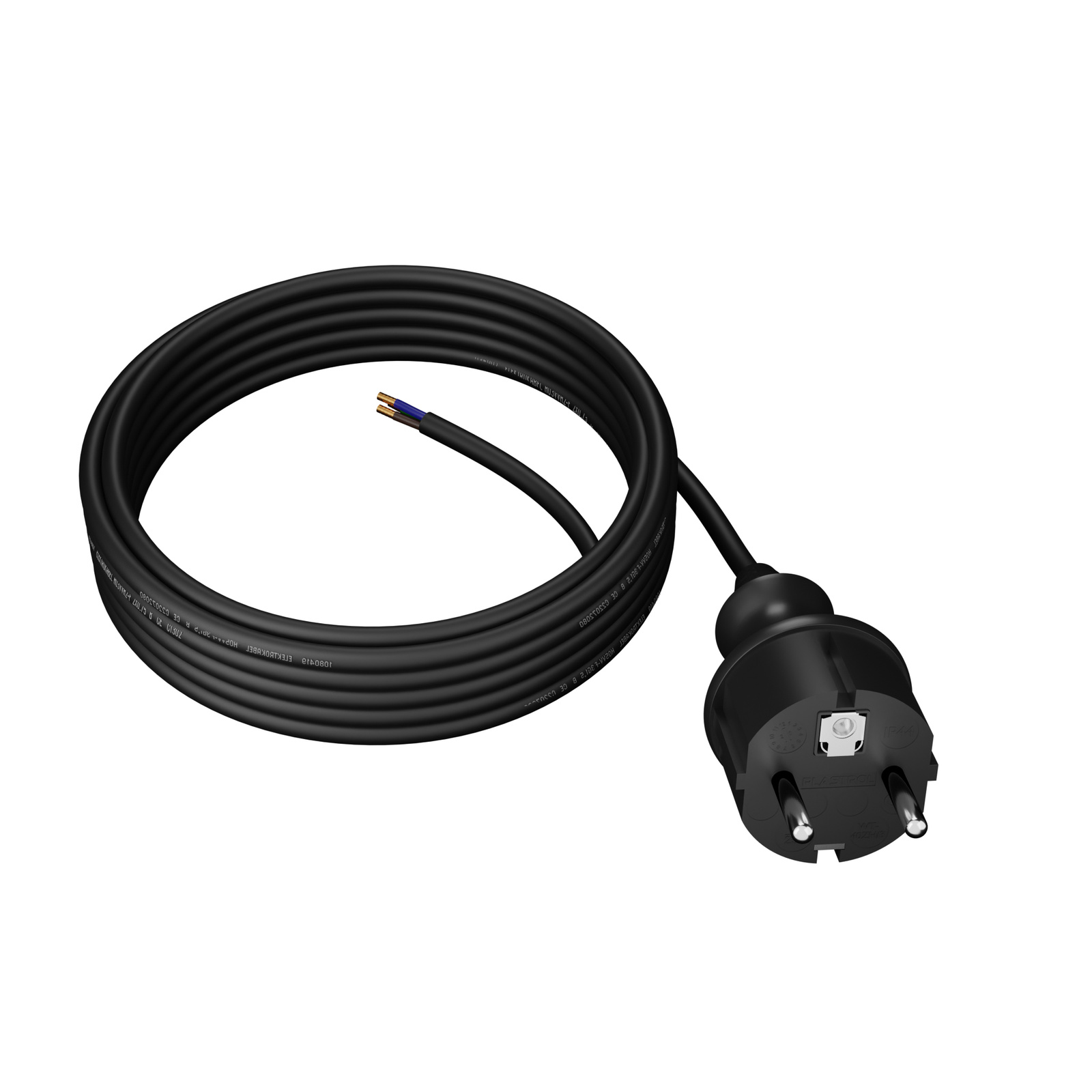 Oem Schwarz Gummistromkabel Mit Geradem Stecker, 5 M, 3 X 1 Mm², 16 A, Schutzart Ip44, H05rr-F