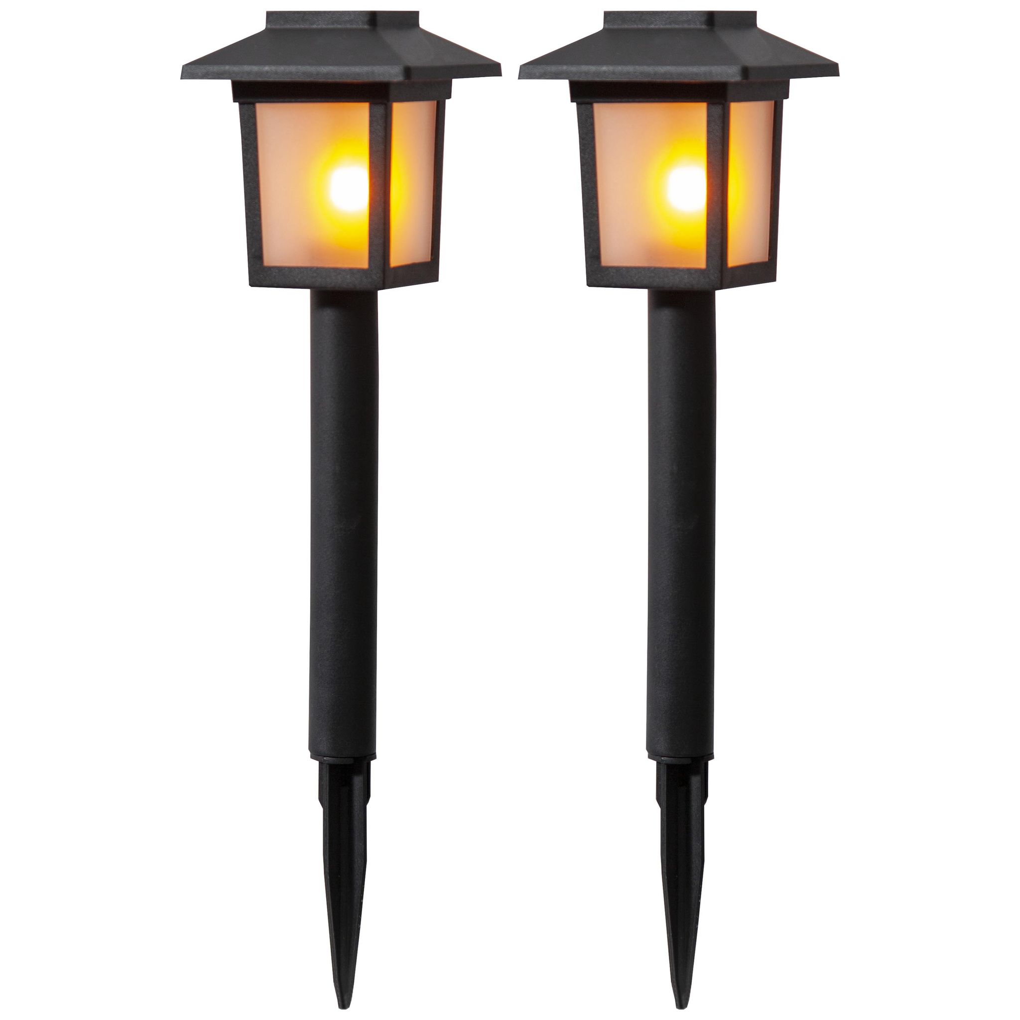 Startrading Schwarz Led Solar Wegleuchte Flame - Gelbe Led Mit Bewegtem Feuereffekt - Sensor - 2Er Set - Image 3