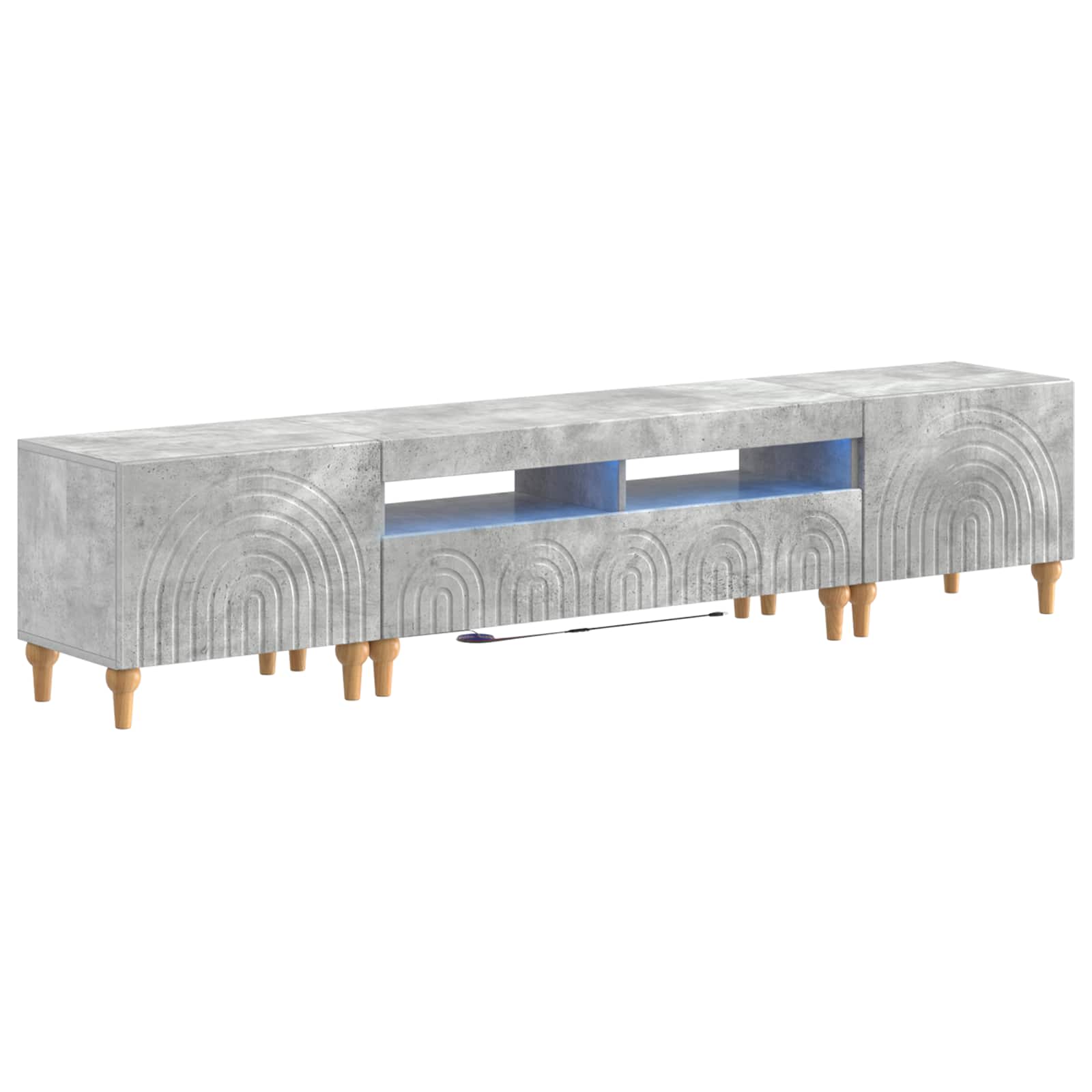 Vidaxl Grau 3-Teiliges Led Tv Regal Beton Holzwerkstoff