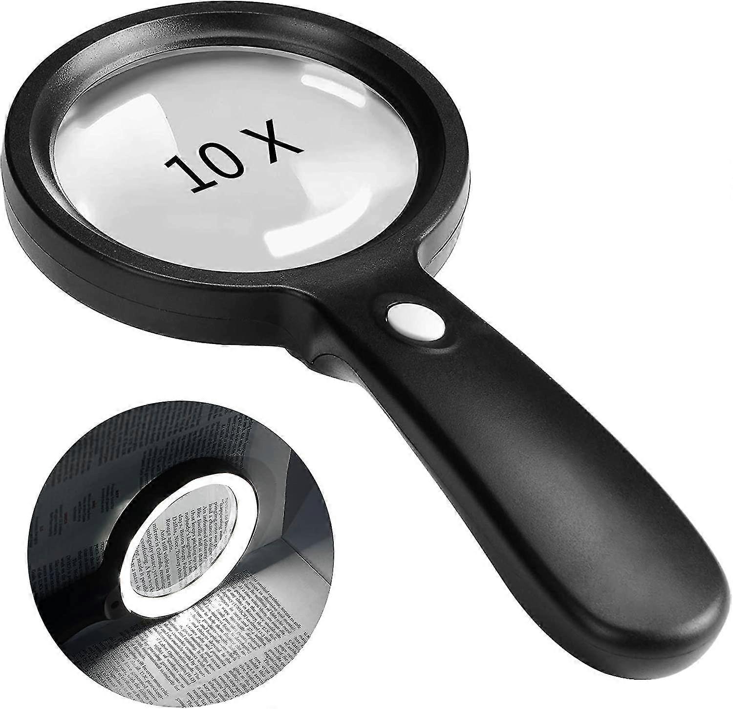 Loupe de poche 10x à 12 LED, lentille 8,5 cm, fonctionne avec 3 piles AAA
