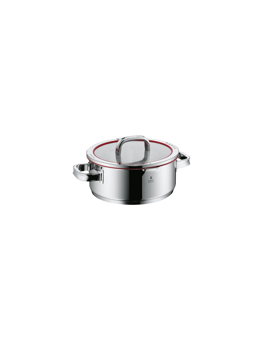 WMF Function 4 Kochtopf groß 24cm, Glasdeckel, Bratentopf Induktion 4,1l, Cromargan Edelstahl poliert, 4 Abgießfunktionen, Innenskalierung, rot - Bild 5