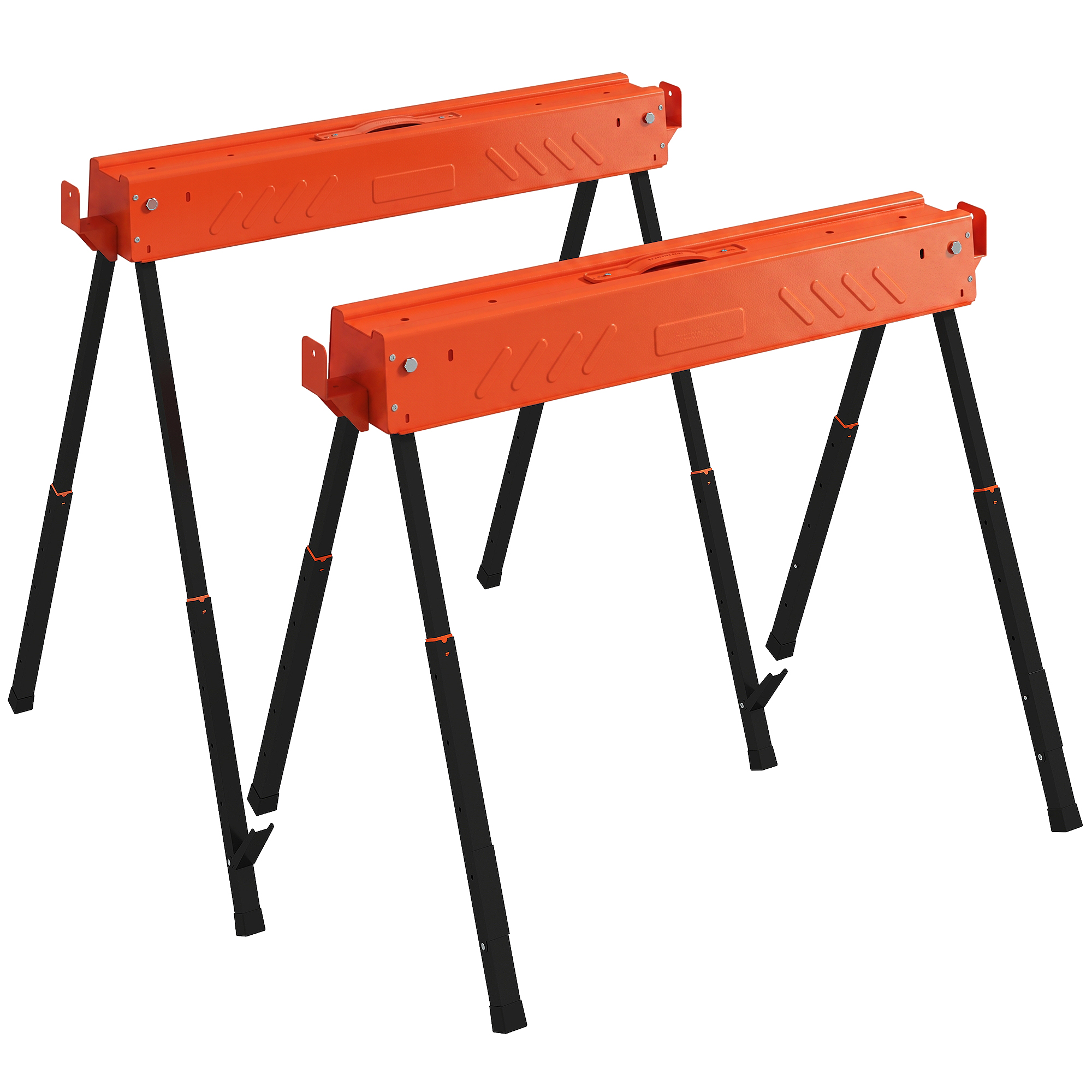 Tréteaux pliables en métal, hauteur réglable 71-85,5 cm, charge 250 kg par tréteau, lot de 2