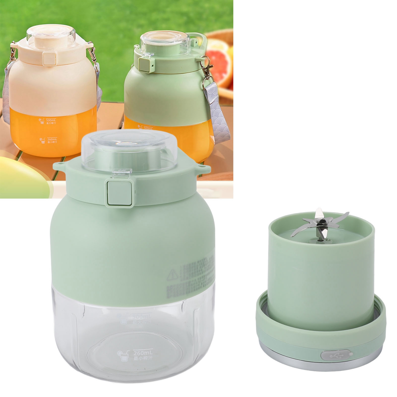 Frullatore Eco Juicer Compatto E Portatile Con Doppia Funzione Per Sport All'aria Aperta - Borraccia Automatica Portatile In Pp Da 1500 Mah, Verde Chiaro, Completa Di Accessori.