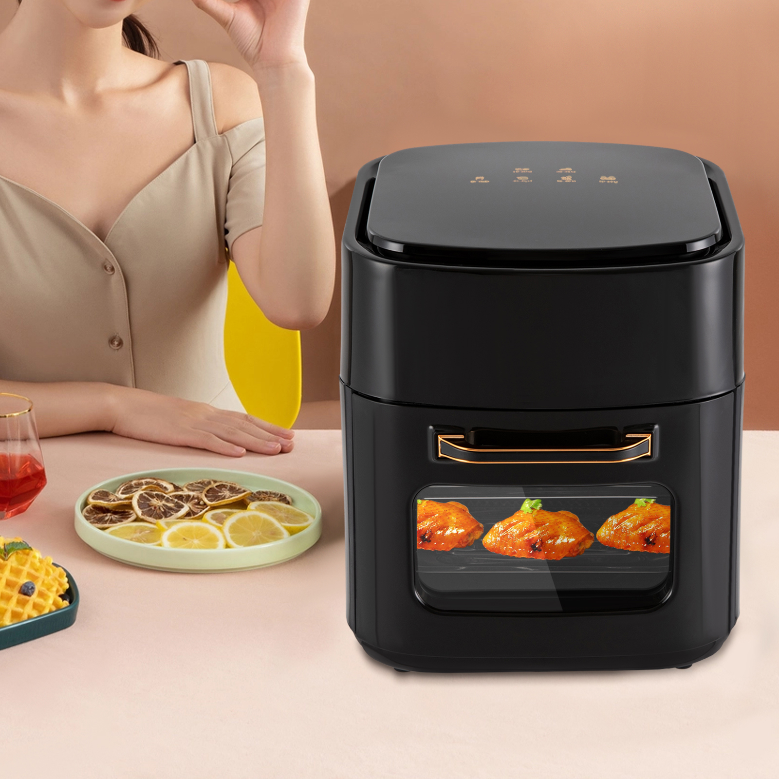 Friggitrice Ad Aria Calda/forno Ad Aria Calda 12l, Mini Forno 1800w Con 6 Accessori E Libro Ricette, Friggitrice Ad Aria 12 In 1 Con Display Led Digitale, Disidratatore Frutta, Barbecue, Friggitrice S